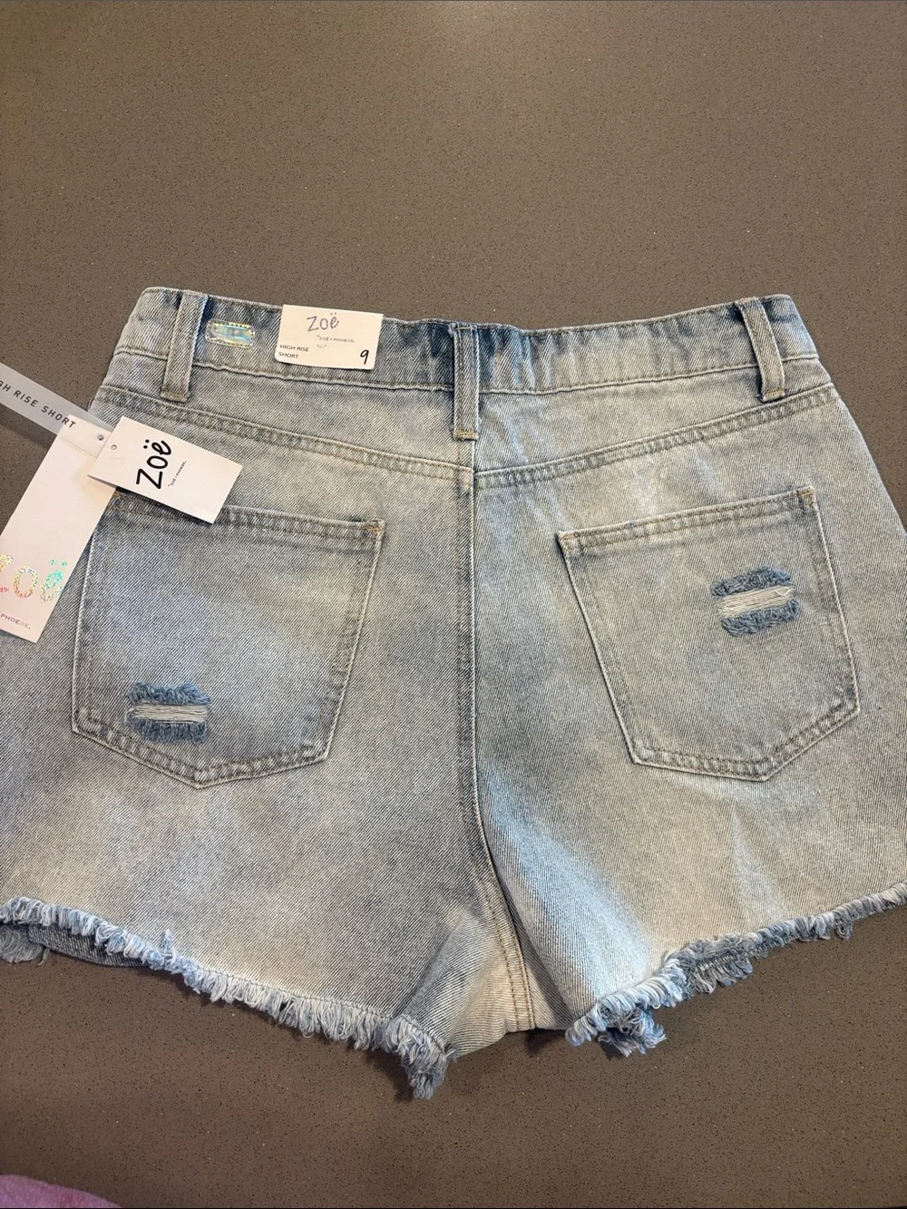 NWT Zoe High-Rise Distressed Denim Shorts - Light Blue